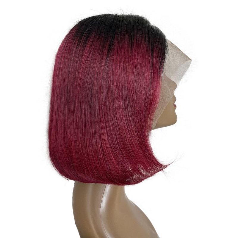 T1b/99j Brazilian Human Hair T Part 13*1 Lace Front Bob Wig
