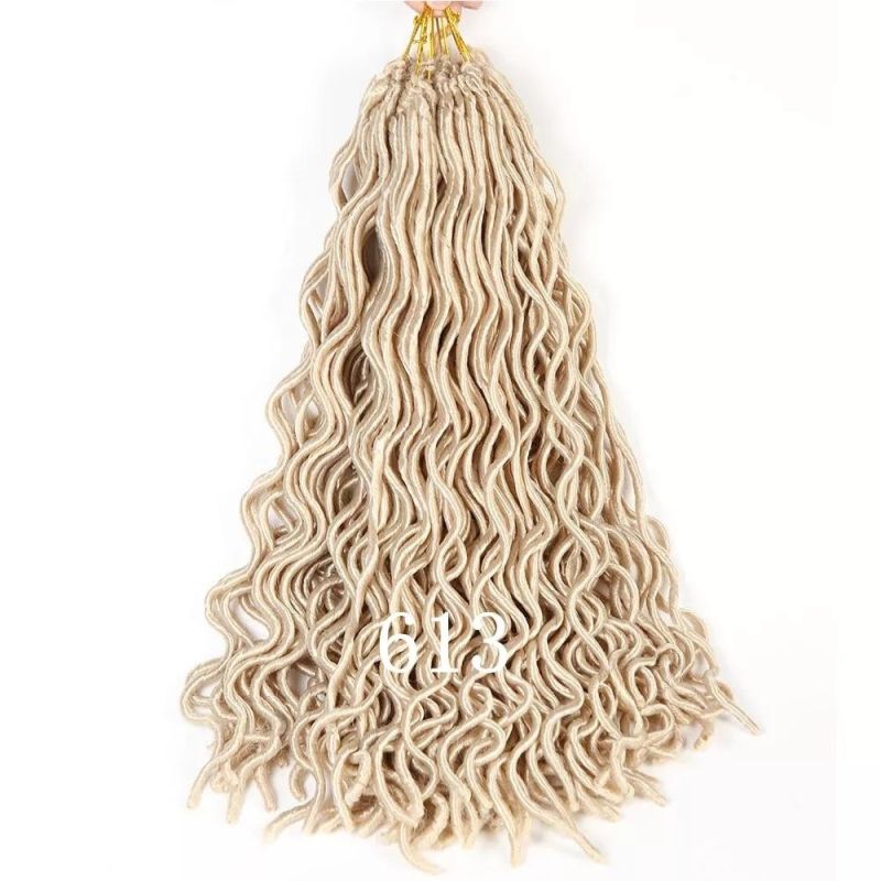 18inch 24 Strands Wholesale Wavy Faux Locs Braids Hair Crochet Goddess Curly Chinese Dreadlocks Hair Extensions