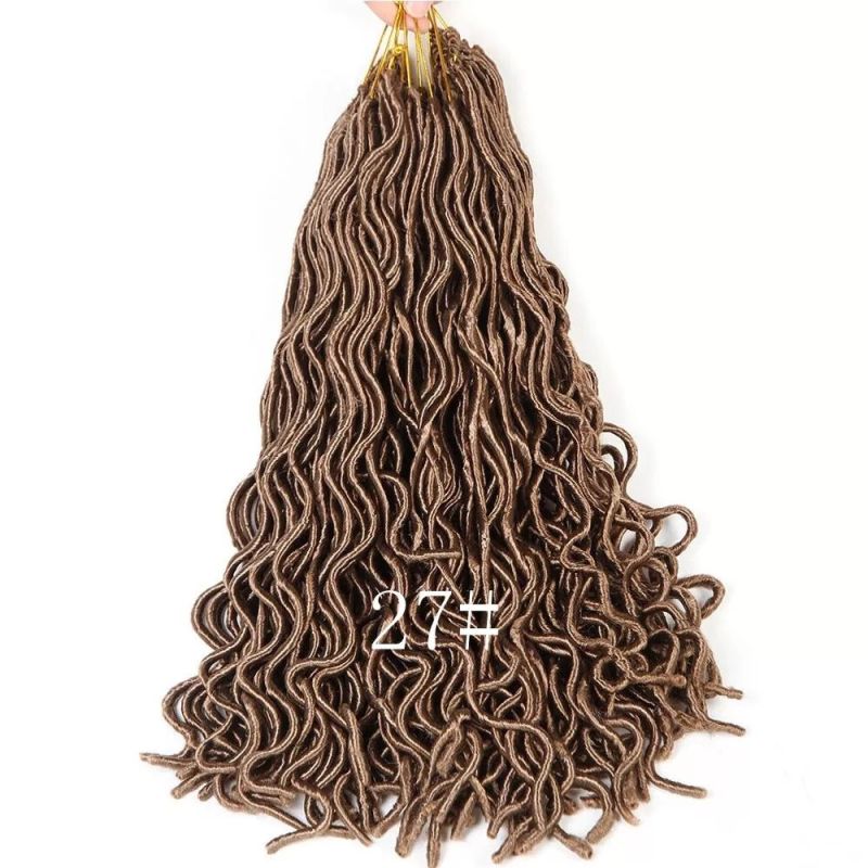 18inch 24 Strands Wholesale Wavy Faux Locs Braids Hair Crochet Goddess Curly Chinese Dreadlocks Hair Extensions