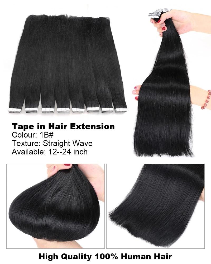 Invisible Virgin Brazilian Tape Hair Extensions Natural Black in Stock