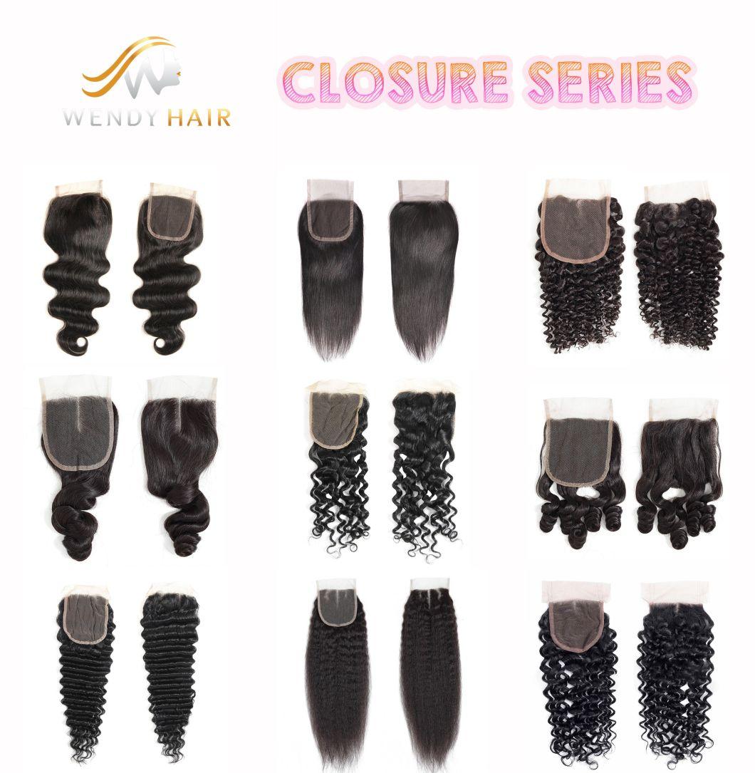 4X4 5X5 Lace Closure Frontals Raw Virgin 100% Human Hair Straight Hair Bundles Remy Brazilian Natural Color Hair