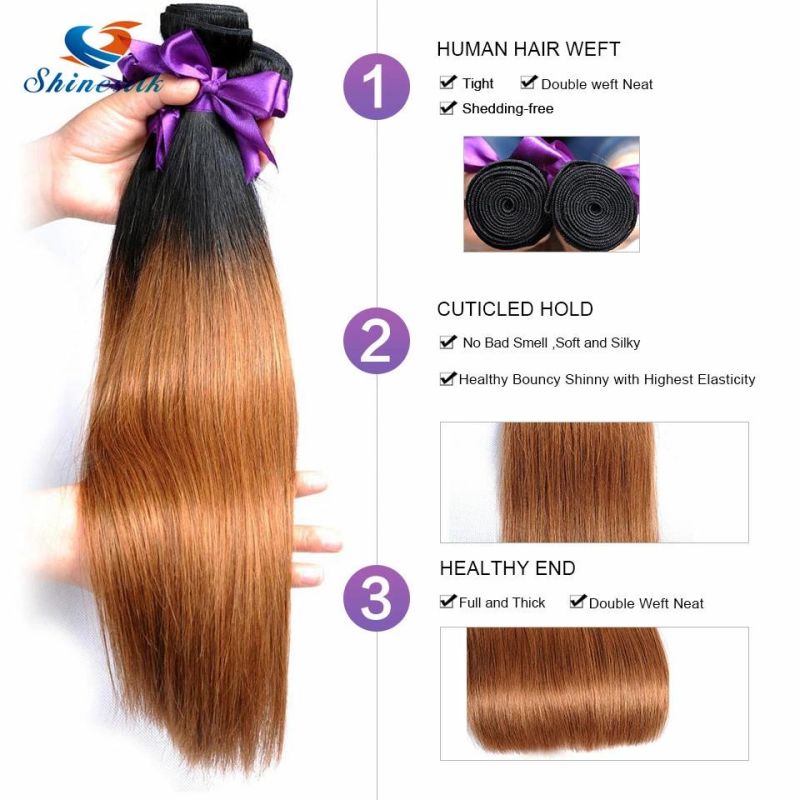 Ombre Hair Peruvian Straight Hair Bundles with Closure Human Hair 1b 30 Bundles with Closure 10-26inch Weave Remy Hair