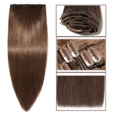 Aviva Double Weft 100% Human Hair Full Head 8PCS 100gram 18inch Clip in Hair Extension (AV-CH160-20-4)
