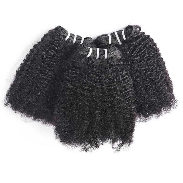 Non Remy Afro Curly Human Hair Bundles Brazilian Hair Weaves Wholesale