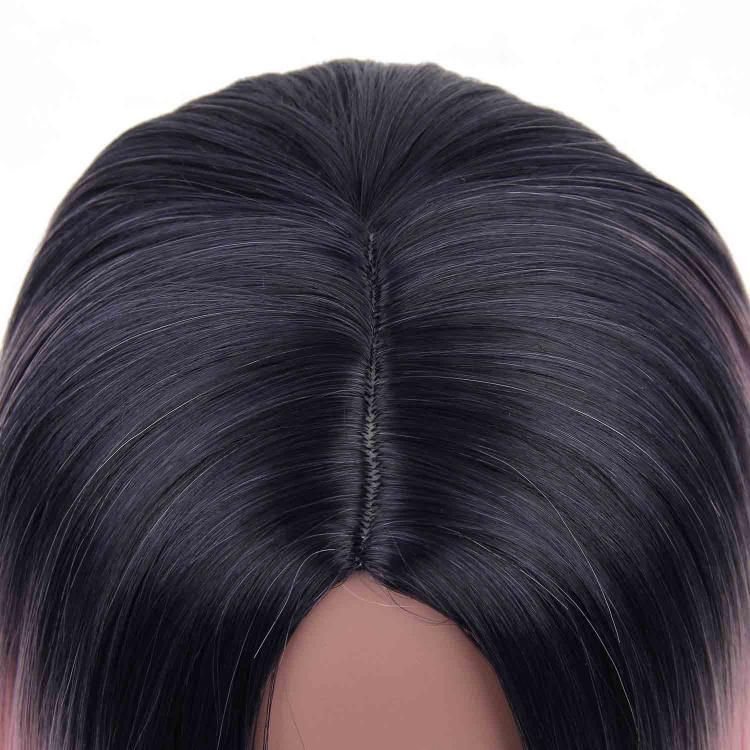 Kaki Hair New Women Fashion Ombre Pink Short Straight Synthetic Hair Wigs Bobo Wig 14 Inch