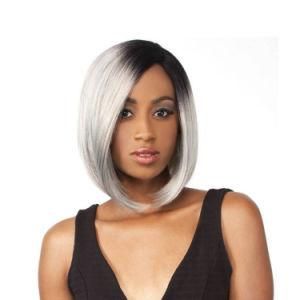 New Wig Dye Black Silver Gradually Personality Black Short Hair