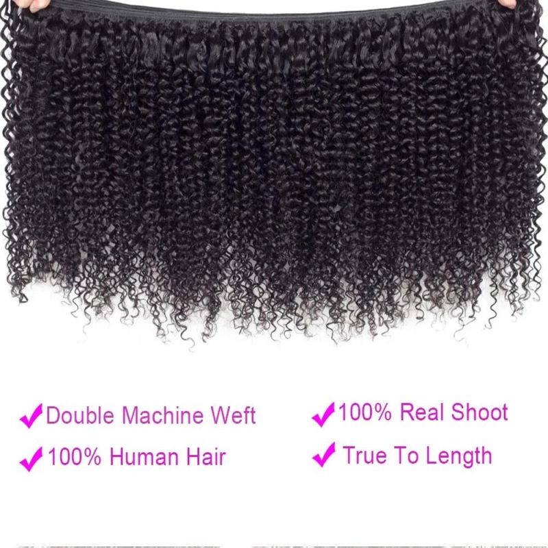 Factory Wholesale Kinky Curly Brazilian Virgin Human Hair Bundles Natural Black 20 Inch
