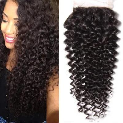 Lace Closure Curly 4X4 Brizilian Virgin Human Hair Closure Curly Wave Hair Closure Natural Black Color Hair Extention 8 Inch