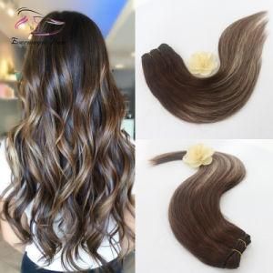 Straight Remy Human Hair Ombre Balayage Two Tone Colored Dark Brown to Light Brown Hair Extensions Full Head 100 Grams