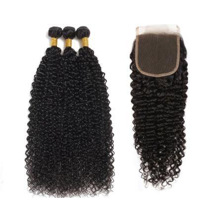 Indian Afro Kinky Curly Bundles Human Hair Extension Natural Color 8-30 Inch Virgin Hair 100% Human Hair Weave Bundles with Closure Remy