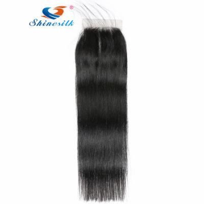 Hair Products Brazilian Straight Hair Closure 4X4 Swiss Lace Closure Middle Part 10-20 Inch Remy Human Hair Lace Closures