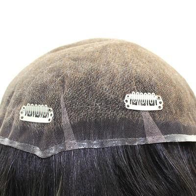 Men&prime;s High Quality Toupee - Full French Lace with Clips