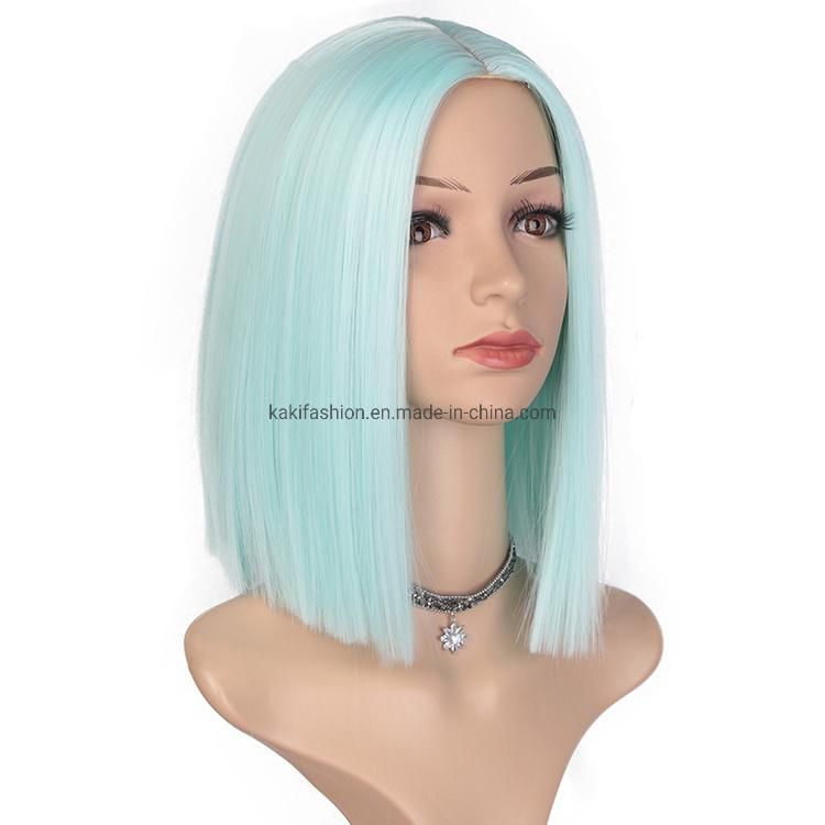 Heat Resistant Synthetic Fiber Hair Wigs for White Black Women Short Middle Part Straight Nature Bob Wigs