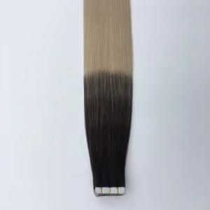 Ombre 1/Grey Straight Us PU Tape Skin Weft Brazilian Virgin Remy Human Hair Extensions