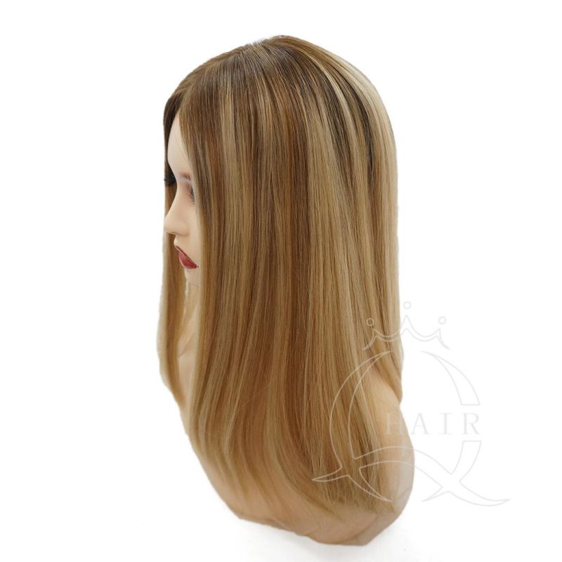 Best Quality Hair Made Simulated Scalp Injected Hairpiece Part of Wig Human Hair Silk Toppers for Lady with Thin Hair