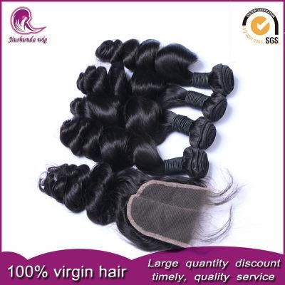 Wholesale Unprocessed Mongolian Virgin Human Hair Weave with Lace Closure
