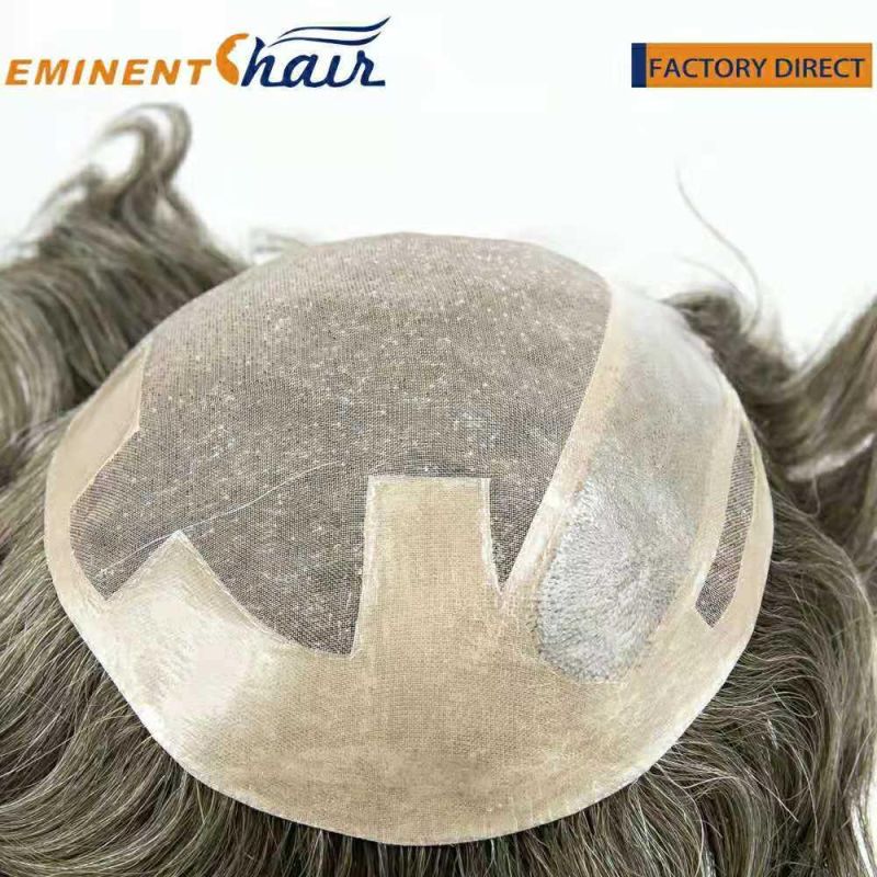 Human Hair Custom Made Mono Men′s Toupee