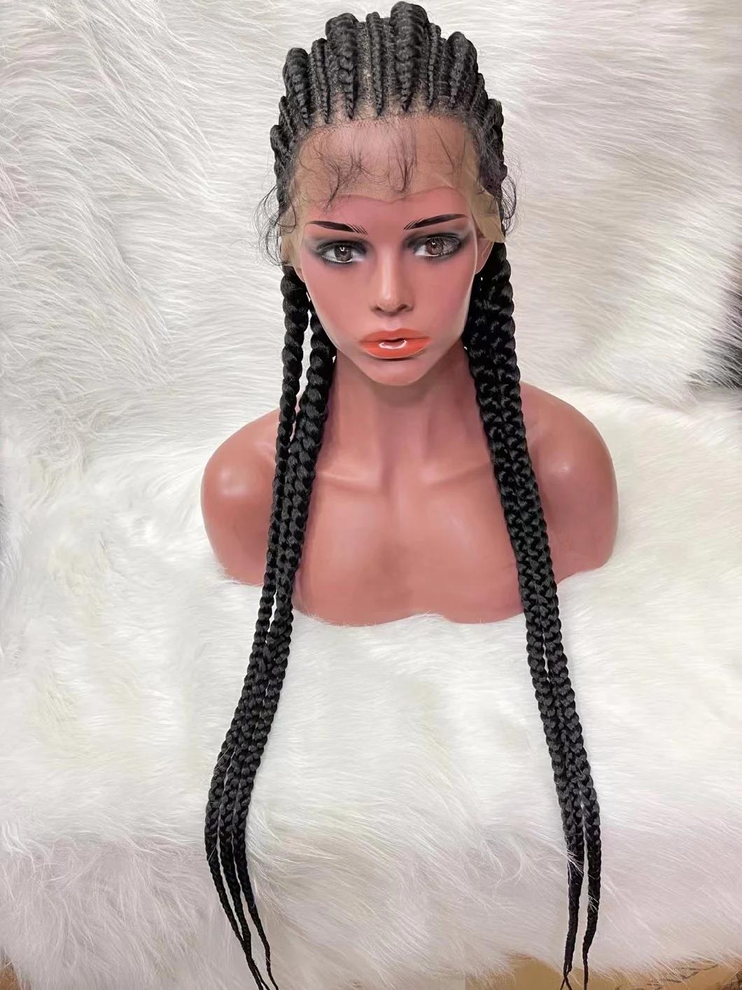 Tresse Cornrow Remy Lace Braided Wig for Black Women Braided Lace Front Wig African Glueless Box Braids Wig