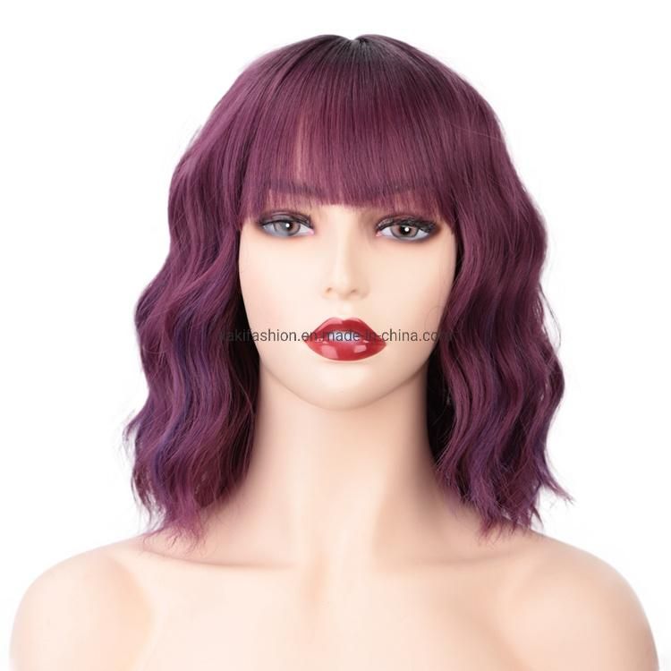 Kakifashion Hair Soft Style Wholesale Cheap Natural Color Wig African Short Bob Burgundy Synthetic Hair Wig