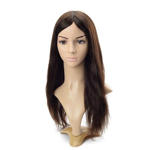 Fine Mono Wig with Silk Top Natural Women′s Hair Replacement