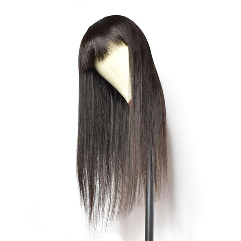 Kbeth Brazilian Straight Full Machine Made Wig with Bangs No Lace Cheap Price Front Human Hair Wigs Natural Color Wholesale