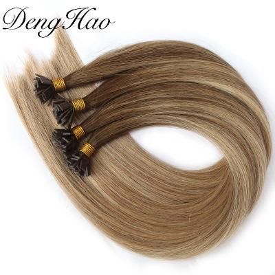 Denghao High Quality Double Drawn Brazillian Human Hair Flat-Tip Hair Extensions
