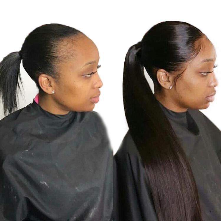 Kbeth 10A Grade Human Hair Ponytail Extensions Straight Brazilian Virgin Hair Wrap Around Ponytails 2021 Fashion Sexy Lady Extension Ready to Ship