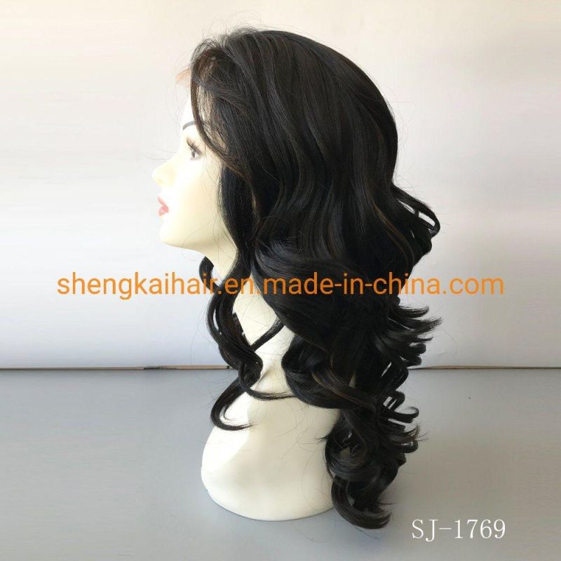 Wholesale Bulk Good Quality Handtied Heat Resistant Lace Frontal Black Women Hair Wigs 598