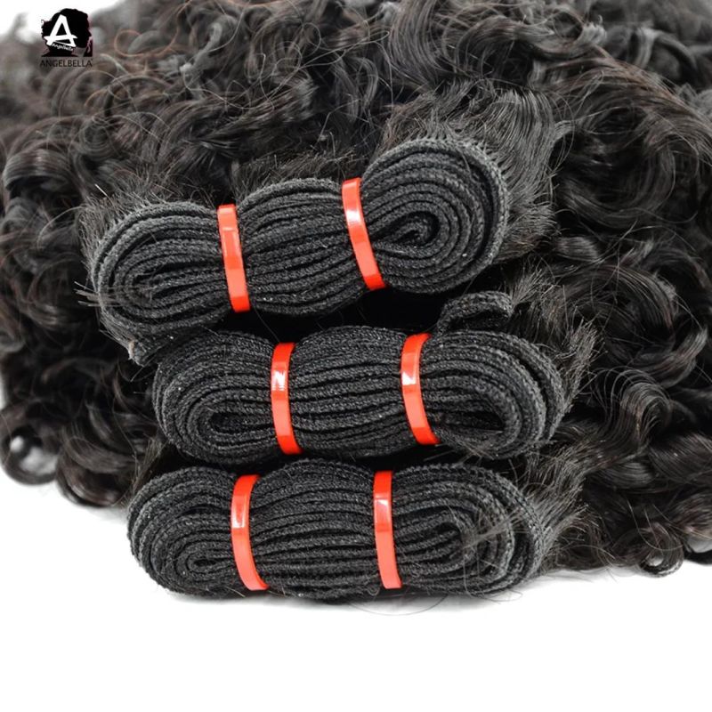 Angelbella Raw Peruvian Remy Hair Bundles 1b# Pixie Curl Hair Weaving for Gril