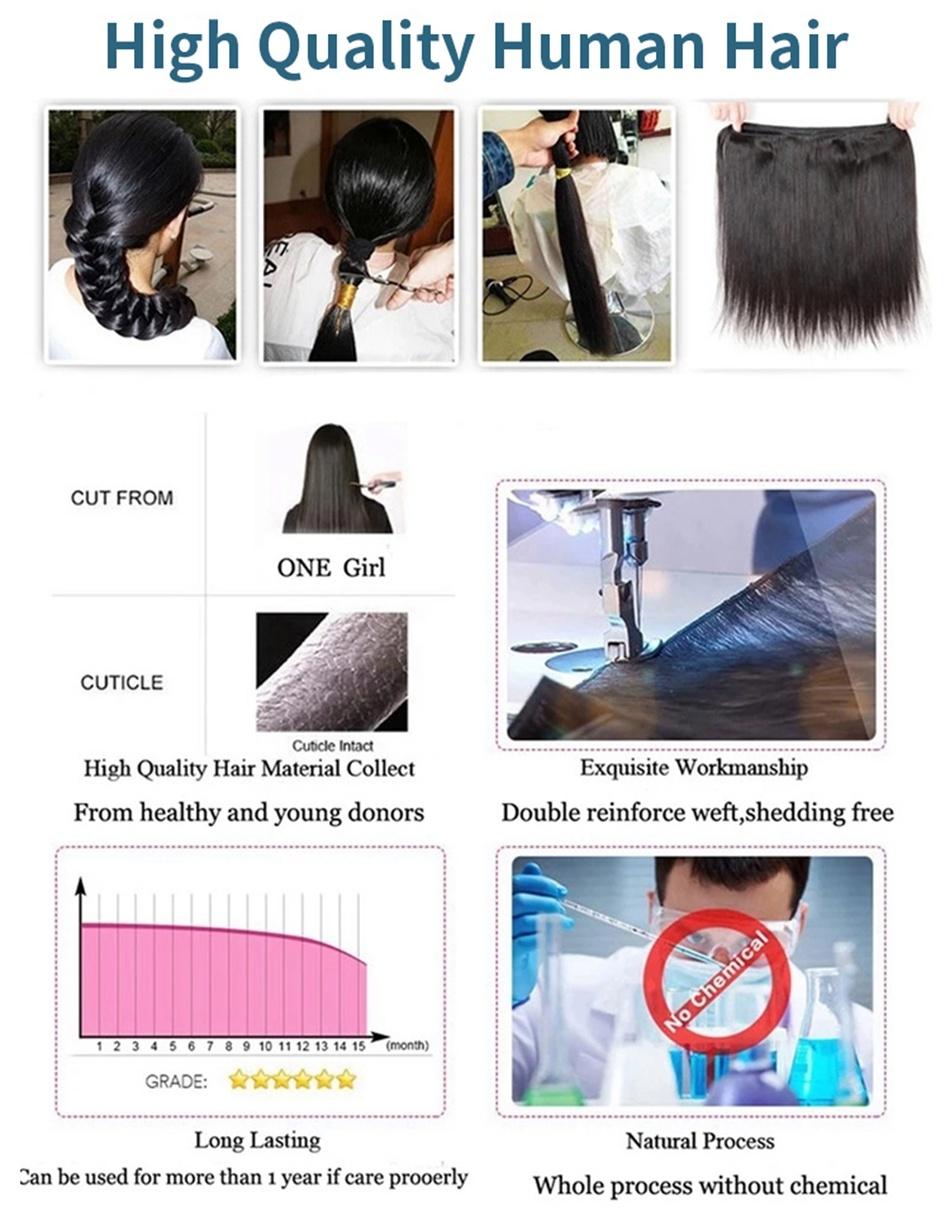 Kbeth Brazilian Hair Bundles with Closure Straight Body Wave Human Hair 3 Bundles with Closure Remy 4X4 Lace Closure with Bundles