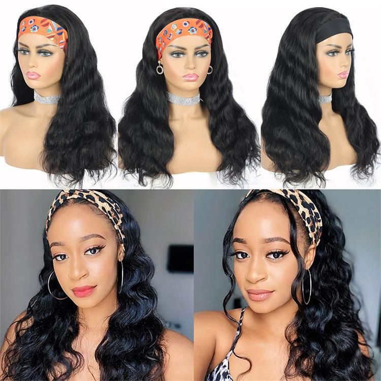 Wholesale Raw Indian Virgin Remy Human Cuticle Aligned Kinky Curly Hair None Lace Wigs for Black Women Glueless Headband Wig