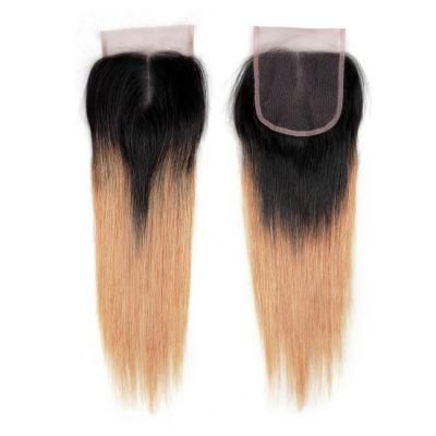 Wholesale 4X4 Lace Frontal Closure Silky Straight Human Hair #1b/27