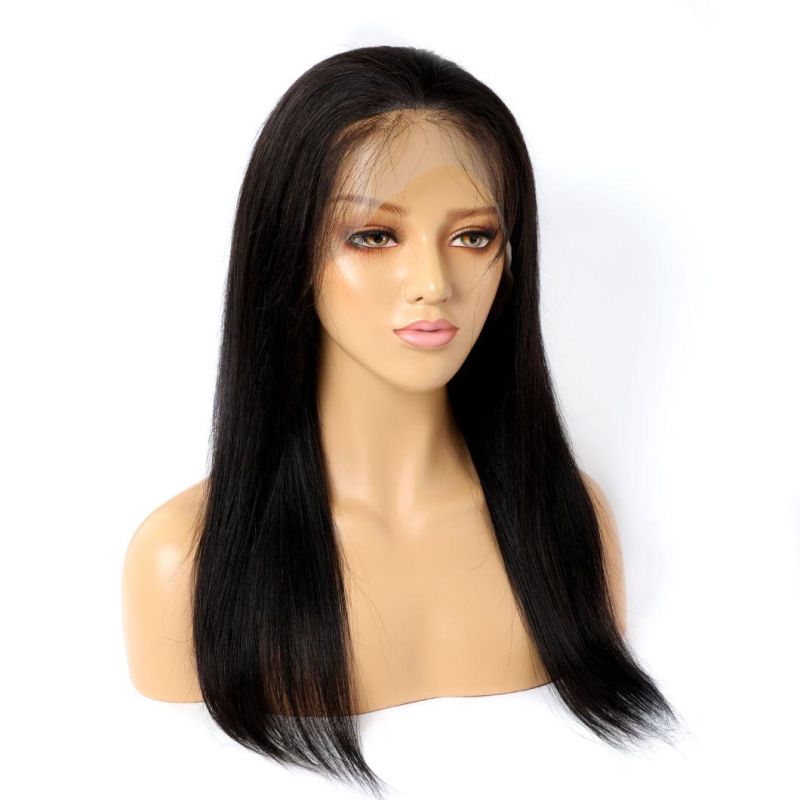 100% Human Hair Brazilian Human Hair Wig, Transparent Lace Frontal Remy Black Straight Human Hair for Women