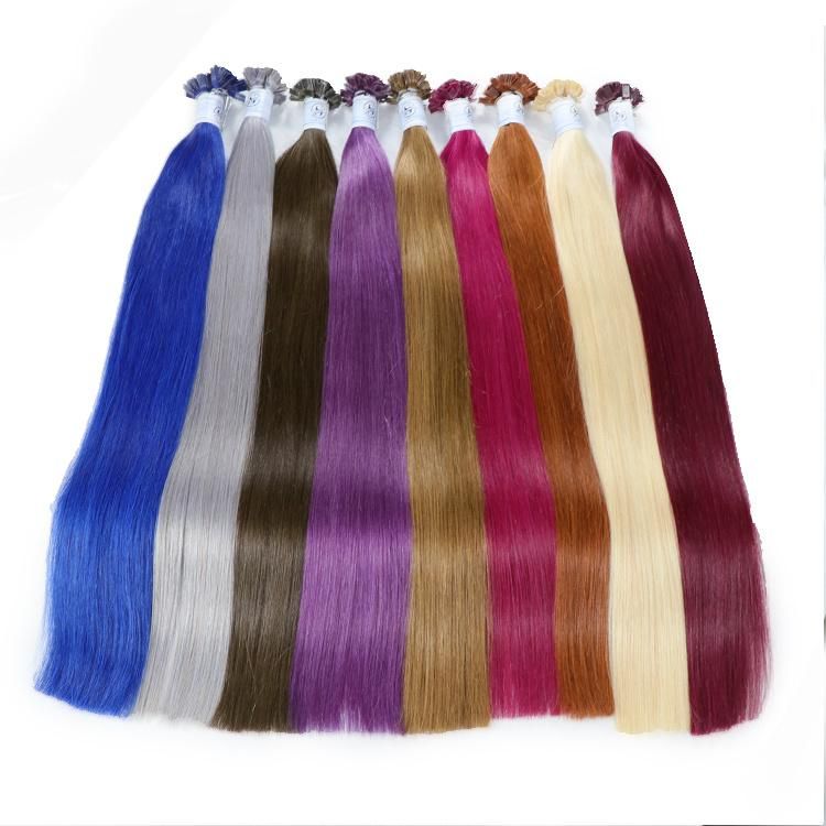 European Cuticle Aligned Keratin Flat Tip Hair Extension Colorful Flat Tip Hair Extensions Human Hair