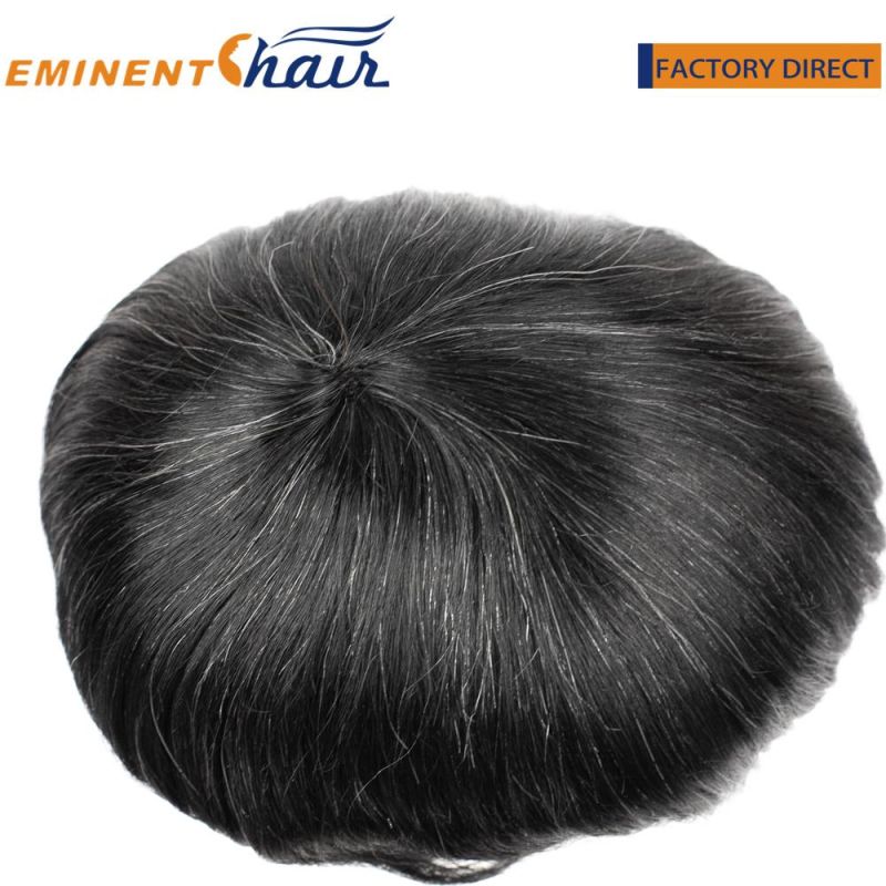 Black Color Human Hair Mono Toupee for Men