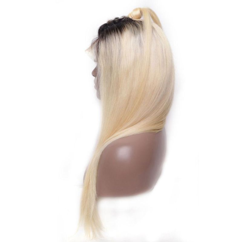 613 Lace Frontal 13X4 Wig Human Hair Pre Plucked Long Brazilian Straight Blonde Ombre Color HD Glueless Wigs 20 Inches