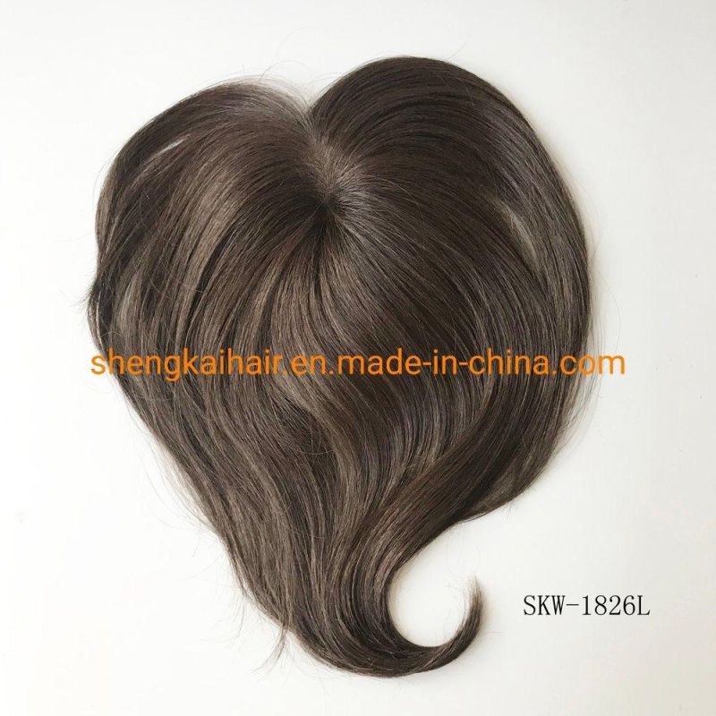 Wholesale Handtied Human Hair Synthetic Hair Mix Lady Hair Topper