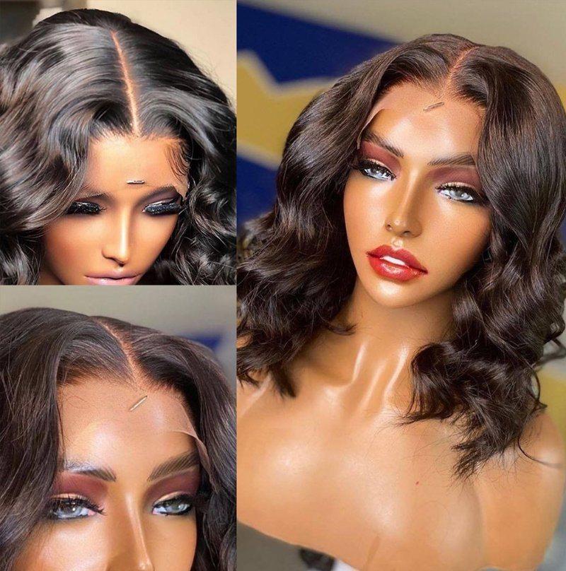 African High Temperature Fiber Female Private Label High Quality Lace Front Bob Wave Wigs