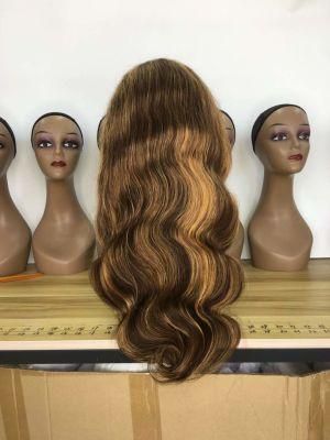 Ombre Hair Highlight Wig Human Hair Wigs Body Wave Lace Closure Wigs Pre Pluck Peruvian Body Wave 13X4 Lace Front Wig