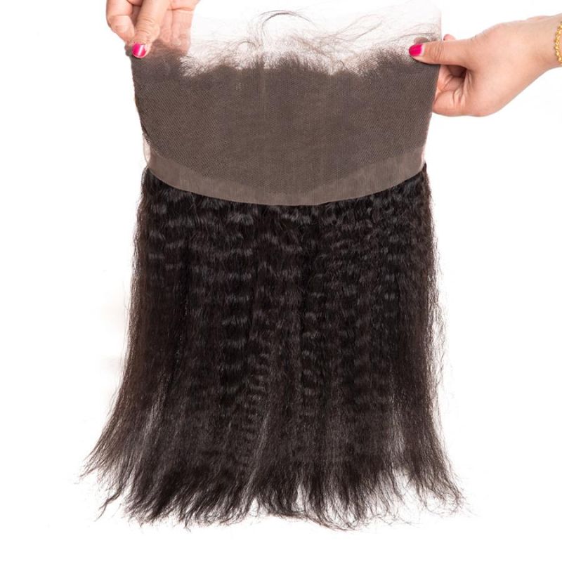 Kinky Straight 360 Lace Frontal Hair Weave with Bundles