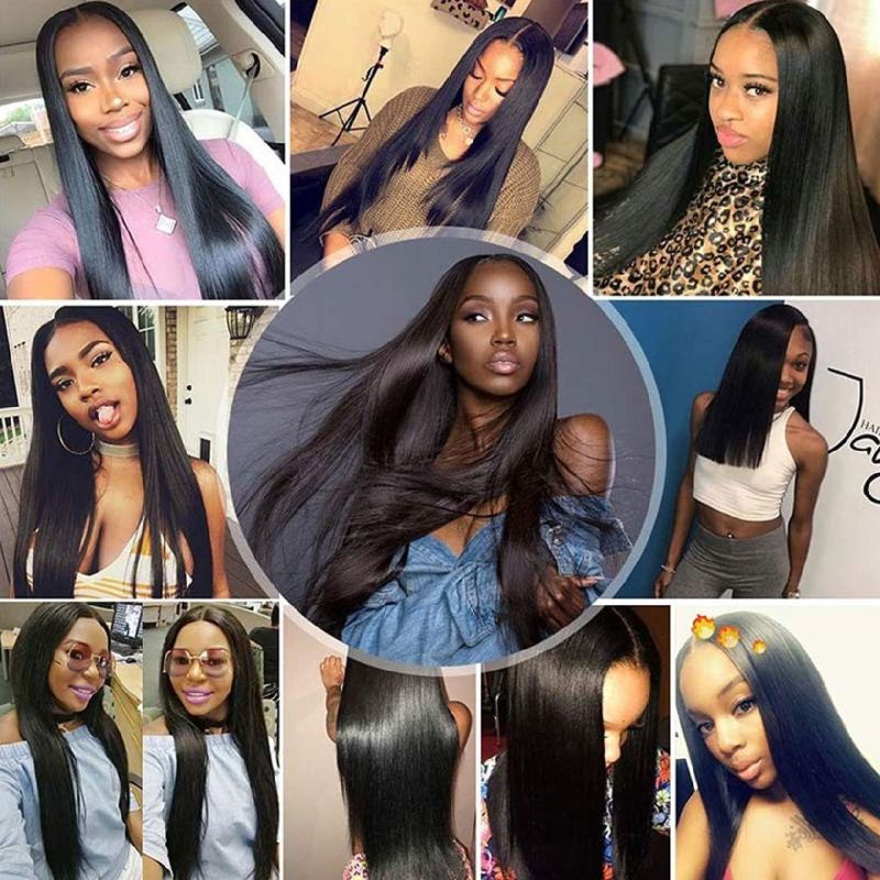 13*4 Transparent Lace Frontal, Hair Bundles, Hair Closure, Brazilian Virgin Hair, 180% Density Straight Black Human Hair Wig for Women 10inch-30inch