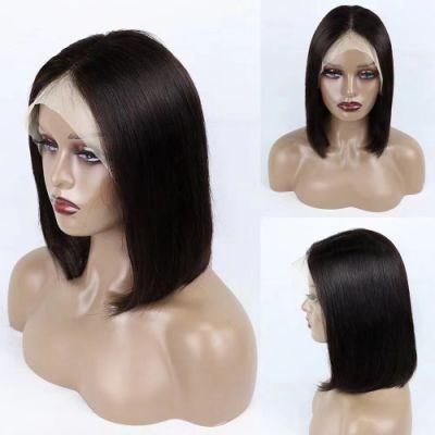 Freeshipping 4*4 150% 8 Inch Short Bob Straight Black Women Hair Real Human Natural Hair Wigs