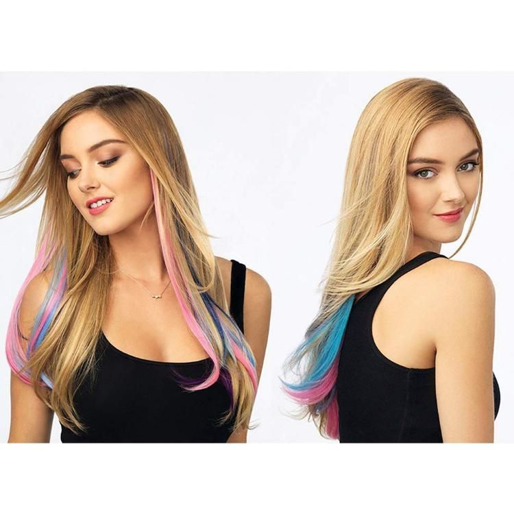 20 Inch Highlights Colorful One Clip-in Hairpiece Synthetic Hair Extension