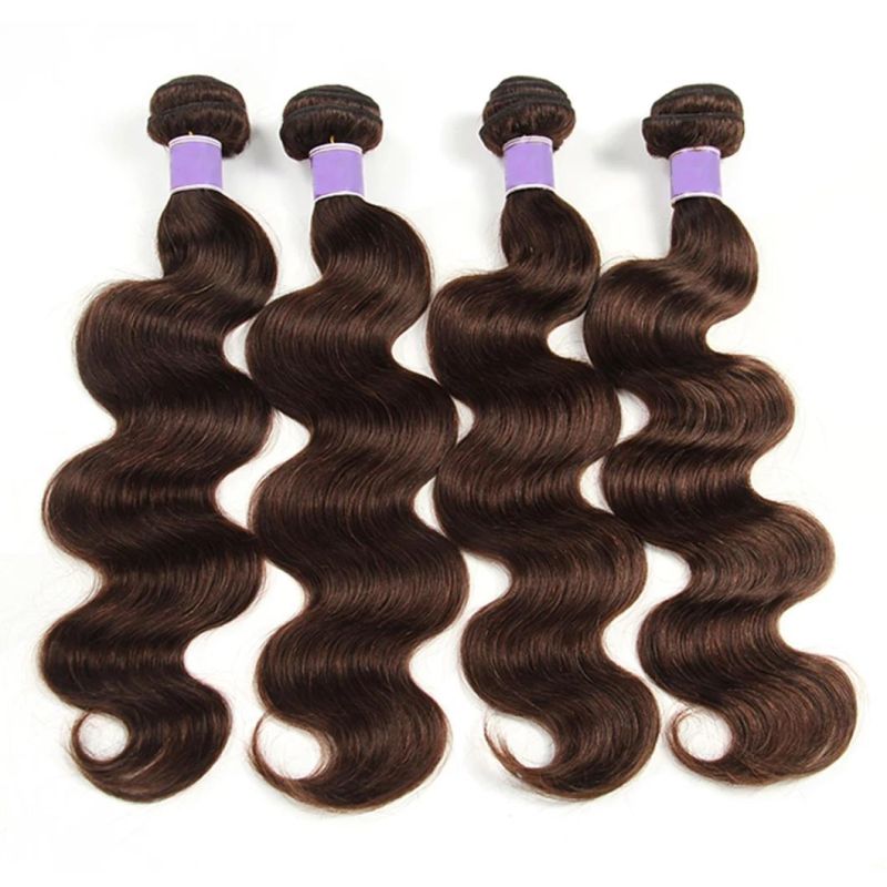 Brazilian Body Wave Hair Bundles 100% Human Hair Weave Natural Color #4 Brown Remy Hair Extension Colored Weave