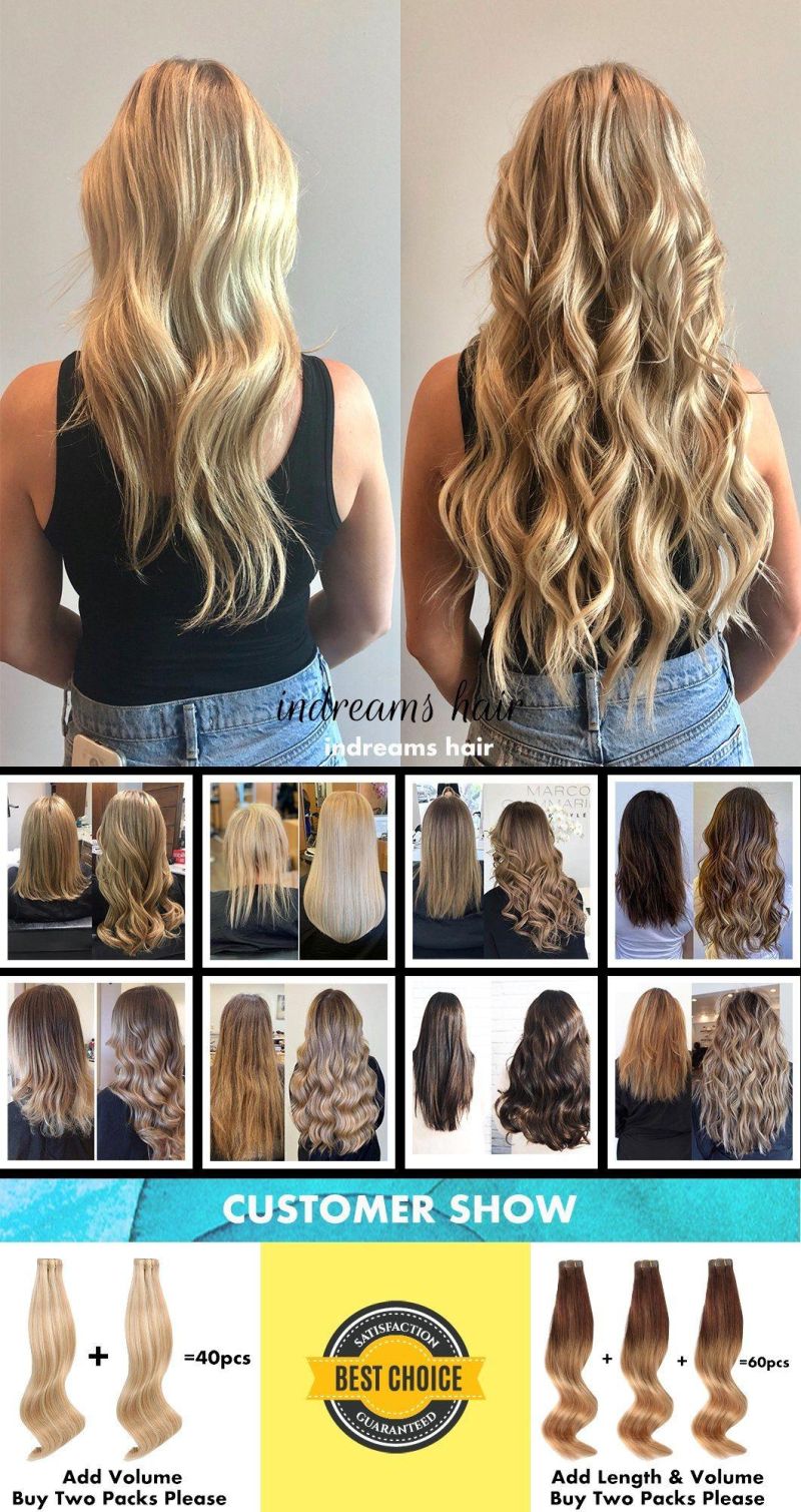 Human Tape Natural Unprocessed Double Drawn Aligned Factory Full Ends Hair Extensions