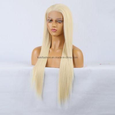 Natural Wig 613# Synthetic Fiber Front Lace Long Straight Hair Matte High Temperature Silk Wig