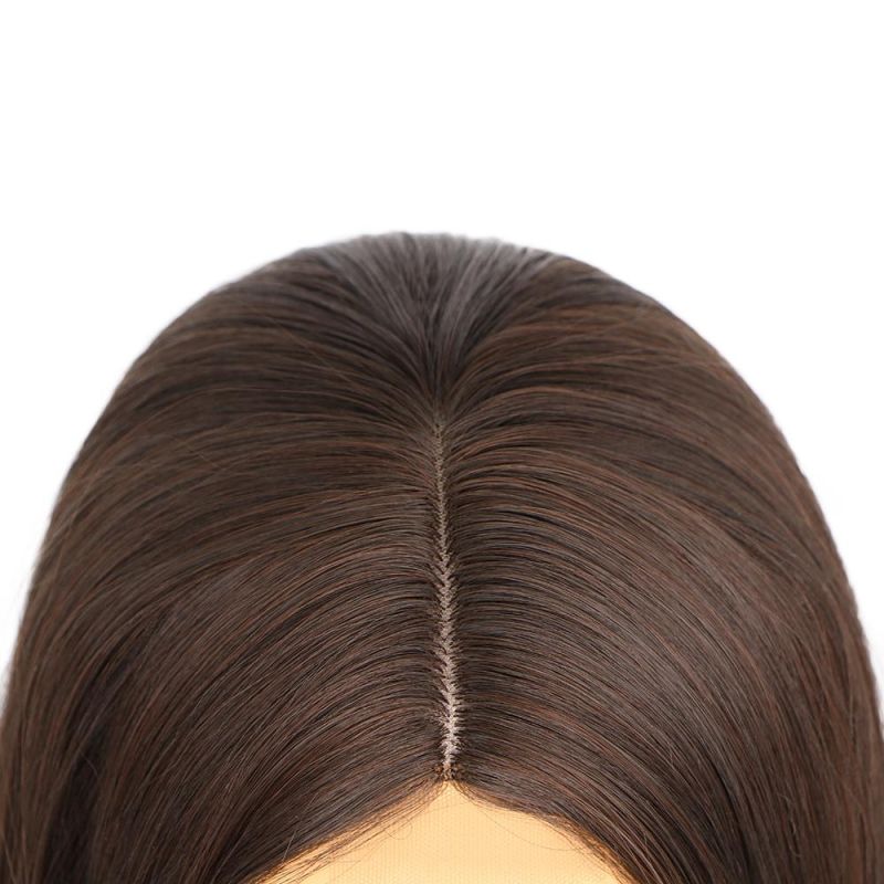 26inch Wholesale Long Silky Straight Ombre Brown Wig Swiss Lace Wigs Synthetic Hair Wigs