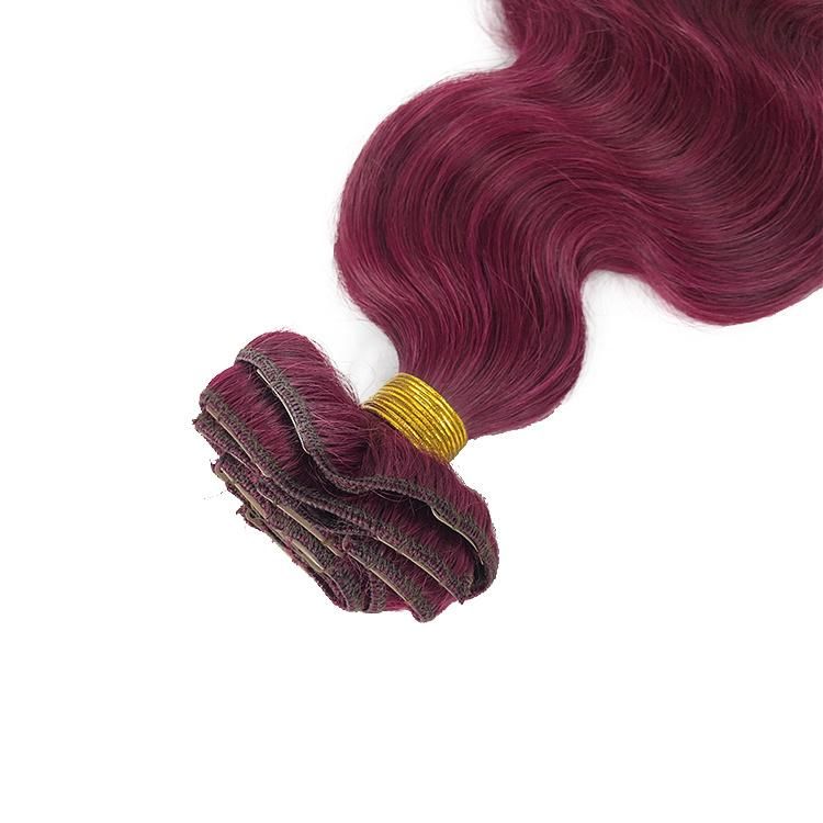 Remy 100% Unprocessed Virgin Brazilian Human Hair Body Wavy Clip in Hair Extensions #35