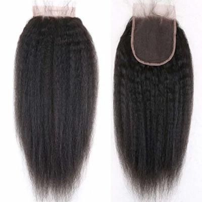 Factory Price Pixie Curls Human Hair with Closure 4X4 Kinky Straight Hair Swiss Lace Closures