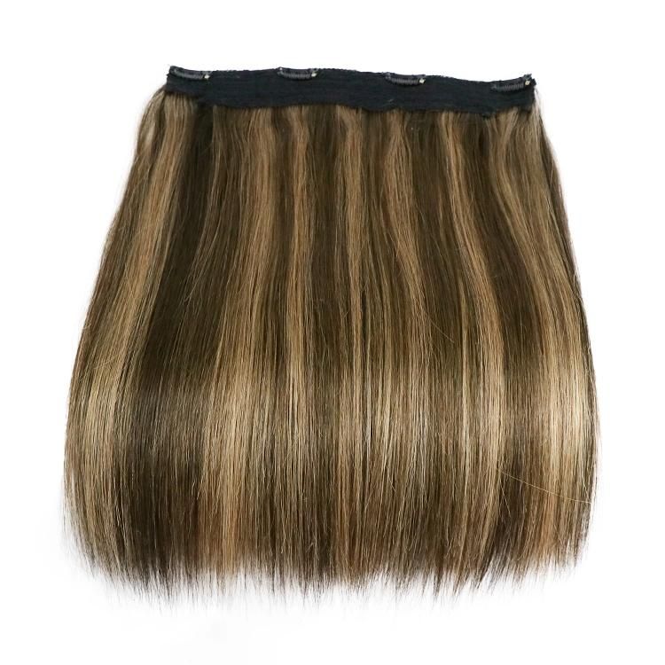100% Cuticle Aligned Indian Halo Hair Extensions Human Hair #T4/P6/27